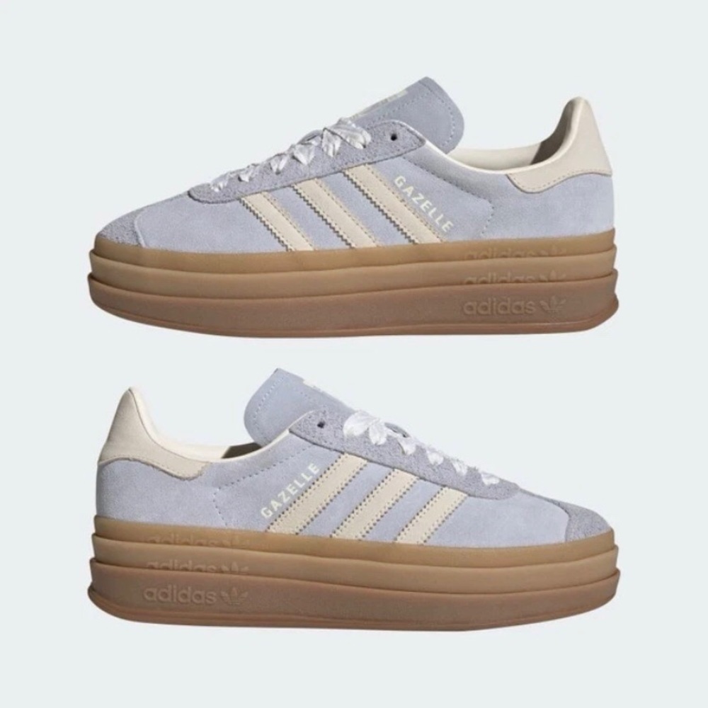 $120 Adidas Gazelle Lilac Suede Bold Platform Lace-up Low Top Sneakers Size 7